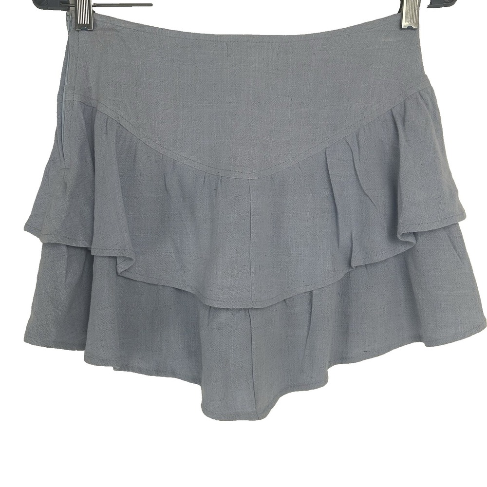 Altar'd State Mini Skirt Size XS Light Blue Linen Rayon Blend Coquette Dainty